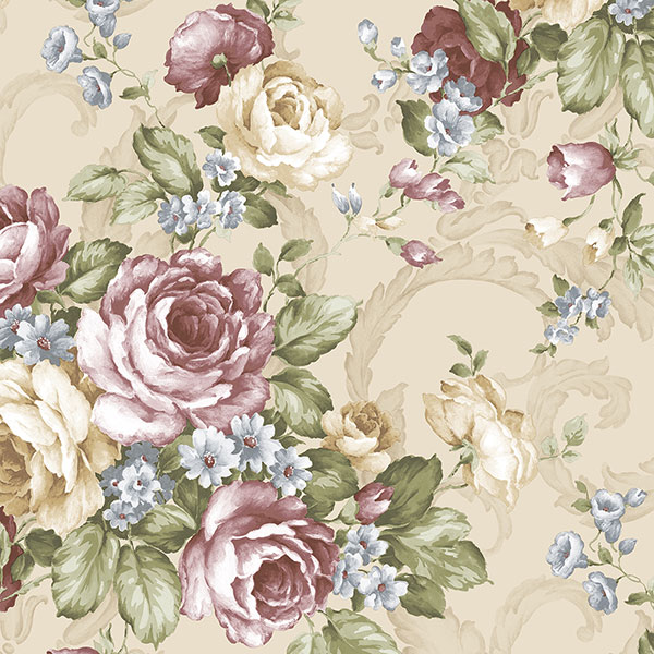 Patton Wallcoverings CH22529 Manor House Grand Floral Wallpaper